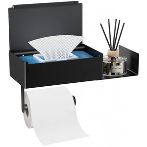 Portarotolo da Bagno in Acciaio Inox da Parete <span class=keywords><strong>con</strong></span> <span class=keywords><strong>Mensola</strong></span> <span class=keywords><strong>Porta</strong></span> <span class=keywords><strong>Salviette</strong></span> Umidificate - Product Image 1