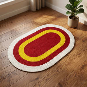 Tapis ovale tressé rayé moderne en jute, tapis de sol réversible pour salon, bleu, vert, rose, orange - Product Image 2