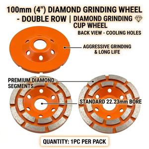 100mm Double Row Segmented Diamond Metal Cup Wheel Concrete Granite Marble Stone Deburring Grinding Extra <strong>Fine</strong> Grit 5mm - Product Image 5