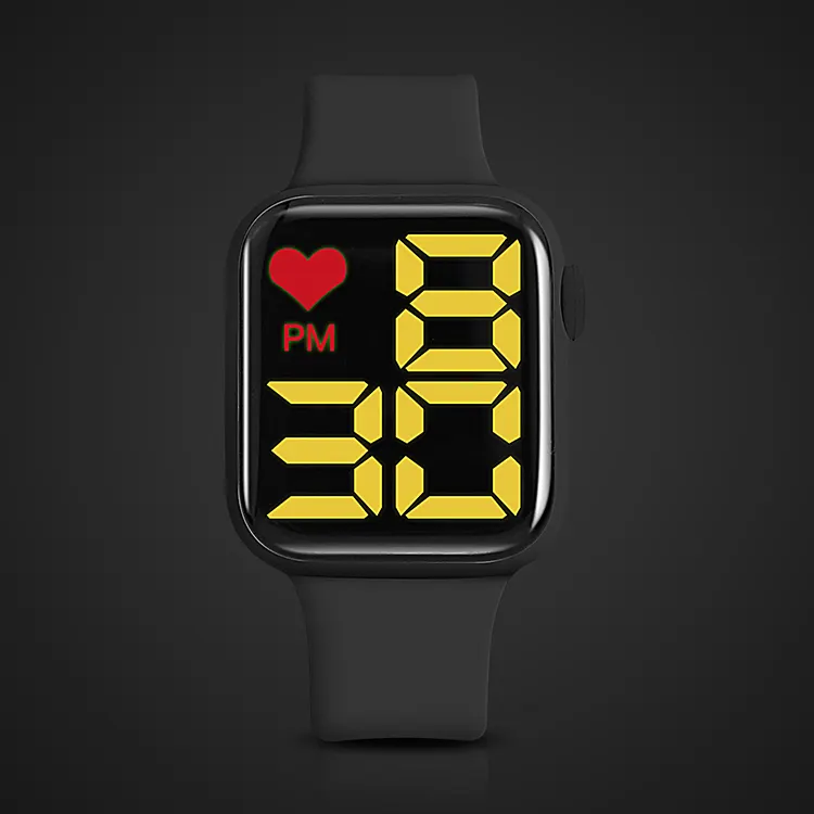 스포츠 LED 시계 최고 브랜드 광장 거울 얼굴 실리콘 디지털 손목 시계 선물 소녀 전자 시계 reloj hombre \