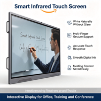 Écran interactif intelligent pour salle de classe et entreprise de 86 pouces, écran d'affichage interactif 4K, 20 points tactiles, 4 Go/32 Go de stockage, Android/Windows, LED