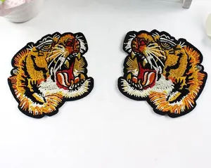 2017 handmade tiger embroidery designs patch for garments and shoes