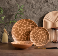 Vaisselle en céramique à imprimé animalier safari, assiettes et bols mixtes tigre, léopard, zèbre, vente en gros et personnalisable