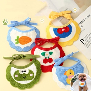 Bavoir tricoté écologique et mignon, réglable, motif dessin animé, pour animaux de compagnie, serviette anti-salive d'été pour chats - Product Image 3