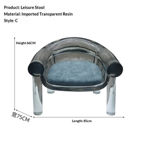Transparent PU Single <b>Sofa</b> Chair Small Apartment Living Room Bedroom Simple Lazy Leisure Backrest Armrest Stool - Product Image 3