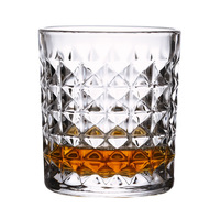 Verres Highball Classiques à Base Épaisse Motif Diamant avec Couvercle en Bambou – Ensemble Écologique Réutilisable pour Cocktails et Bar
