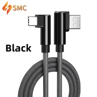 Kabel USB pengisian daya cepat, kabel USB Tipe C siku, USB 90 derajat, sinkronisasi Data bentuk L ganda, 1m, rotasi 180 derajat, nilon kepang, 3A