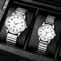 Vente chaude De Mode Classique Grande Plaque Montre À Quartz Montre Élastique Vêtements Horloge Et Paire Montres-Bracelets