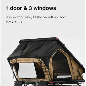 Tente <span class=keywords><strong>de</strong></span> <span class=keywords><strong>toit</strong></span> <span class=keywords><strong>de</strong></span> voiture pliable pour 2 personnes avec échelle intégrée, coque dure résistante aux UV et fermetures à glissière étanches robustes - Product Image 3