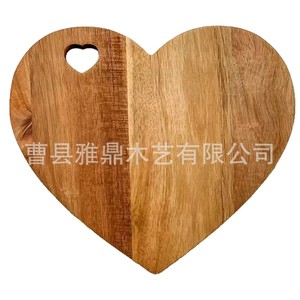 Heart Shaped Wooden Serving <b>Tray</b> With Knife And Fork For Restaurant Cheese Cake Pizza Platter - Product Image 3
