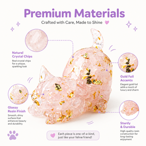 Ornement de chat en résine avec copeaux de cristal colorés et feuille d'or, <span class=keywords><strong>figurine</strong></span> animale pour décoration de collection - Product Image 3
