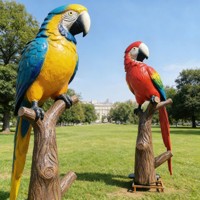 Nouvelle conception, statue de perroquet en résine de grande taille personnalisée pour l'extérieur, sculpture de perroquet en fibre de verre, animal en gros