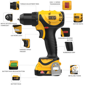 Laser degcordless khoan Bộ 12V cầm tay điện khoan với 2 pin mô-men xoắn 45N 20 + 1 mô-men xoắn thiết lập điện khoan Bộ - Product Image 3