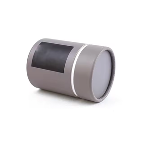 Tubo de papel gris de embalaje de almacenamiento de cosméticos de alimentos directo de fábrica con ventana negra abierta - Product Image 5