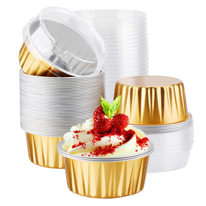 Round Aluminum <b>Foil</b> <b>Containers</b> with PP Plastic Lid Eco-Friendly Food Grade Baking Use - Product Image 1
