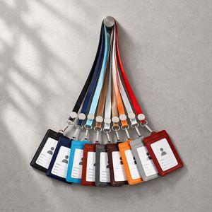 Custom Logo Holder <b>ID</b> Card Name <b>Tag</b> with Genuine Leather Lanyard Silk Screen Printing Horizontal Vertical Business Credit Card - Product Image 1