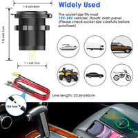 Nouvelle prise de chargeur double USB étanche IP65 certifiée CE 12V/24V 24W 4.8A avec voltmètre LED et interrupteur, compatible universel pour voiture, camping-car, yacht, camion