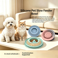 Gamelle anti-glouton en silicone pour animaux de compagnie, gamelle de nourrissage lent pour chat et chien, tapis antidérapant à ventouse pour aliments humides et secs, repas pour animaux