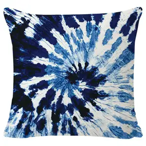 Indigo Navy Blue Cushion Cover Blue Shibori Abstract Tie Dye Striped Navy Indigo Pillow Cover