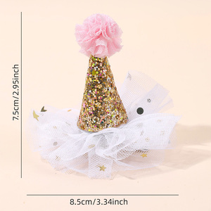 CN 2 uds 3,3 pulgadas princesa corona brillo Horquillas para el cabello borde de encaje niñas cumpleaños fiesta pinza para el cabello corona Accesorios - Product Image 3