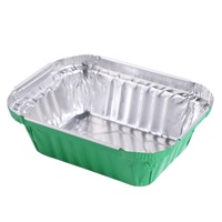 Conteneur rectangulaire jetable en aluminium écologique de 450 ml avec couvercle en plastique PET, compatible four, pour barbecue et boîte à lunch