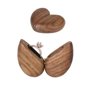 Small Heart Shape Wedding Ring Box Quality Wood Jewellery Box Portable Ring Box