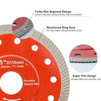 Disque de coupe diamanté super fin 125 mm à mailles turbo pour meuleuse d'angle, idéal pour la découpe de carreaux de porcelaine et de céramique