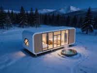 Kabin Apple Pod Modern Baja Galvanis Portabel Dapat Dilepas Modular Kontainer Rumah Kantor Cerdas Prefabrikasi