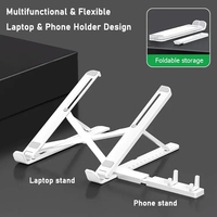 Support d'ordinateur portable pliable 2 en 1 Qidian Plastic, support de tablette de bureau, support d'ordinateur portable réglable avec support de téléphone portable