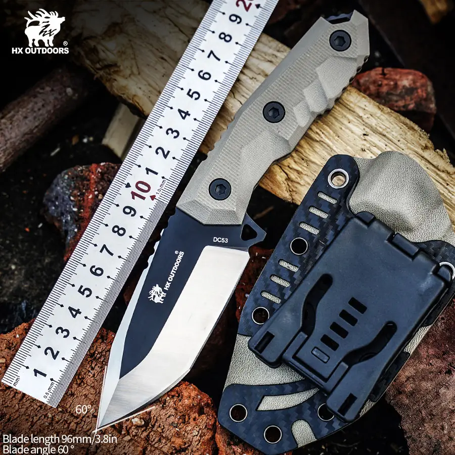HX Outdoors Knife Fixed Hand Knives with G10 Handle DC53 Steel blade knife Camping Outdoor tools