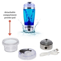 Mélangeur Vortex à piles de 500 ml en acier inoxydable, shaker électrique pour protéines avec conteneur de stockage de poudre de protéines, auto-agitation