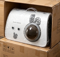 Bolsa de Transporte para Mascotas con Diseño de Conejo Blanco, Bolsa de Viaje Rígida y Transpirable para Gatos con Asa Superior, Ventana de Burbuja de Gran Visibilidad para Gatitos