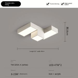 ไฟเพดาน LED สไตล์โมเดิร์นนอร์ดิกโคมไฟสี่เหลี่ยมขาวดำเรียบง่ายพร้อมครีมสำหรับห้องนอนและห้องใต้หลังคาแหล่งจ่ายไฟ AC - Product Image 3