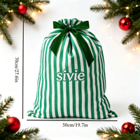 Sac cadeau de Noël en toile rayée, motif brodé personnalisé, sac du Père Noël, décoration de Noël, sac de shopping pour cadeaux, vente en gros