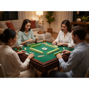 En stock – Luxueux ensemble de tuiles de Mahjong vertes américaines en bois à 4 couches (160 pièces) – Écologique en acrylique – Jeu de poker pour 4 joueurs – Divertissement - Product Image 6