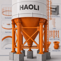 Silo à ciment boulonné 1000T avec dépoussiéreur pour centrale à béton ; Réservoir de stockage en acier de grande capacité 13,5 m