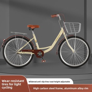 Vélo <span class=keywords><strong>de</strong></span> route urbain léger à une <span class=keywords><strong>vitesse</strong></span>, 24 pouces, 26 pouces, cadre en acier haute teneur en carbone, jantes en alliage d'aluminium, frein avant V-brake, frein arrière à tambour - Product Image 2