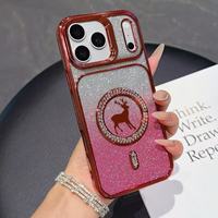 Coques de téléphone magnétiques à double dégradé de couleur, avec poudre scintillante électro-plaquée et diamants, pour femmes, de la marque BAILI Factory, pour iPhone 18.