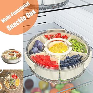 Hot Portable <b>Snack</b> <b>Container</b> 6 Compartments Food Grade Multifunctional Rotatable Serving Tray Divided Tray Handle Set Plastic - Product Image 2