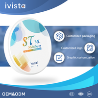 Disco de Zirconia Dental IVISTA ST-ML de Alta Calidad Directo de Fábrica OEM/ODM 43% de Translucidez 1200MPa de Resistencia a la Flexión Bloque Blanco