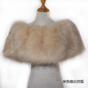 Châle de luxe pour femme en fausse fourrure blanche, cape élégante en fausse fourrure de renard pour mariée - Product Image 4