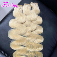 Lot de Cheveux Brésiliens Vierges Naturels et Frontal en Dentelle, 613 #   Extensions de cheveux humains Platinum avec closure en dentelle, blond 613, ondulation naturelle