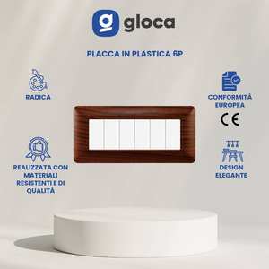 Plaque d'interrupteur mural Gloca à 6 boutons en plastique, 2 pièces, design durable pour usage domestique - Product Image 3