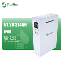 Baterai Lithium Lifepo4 Sunrich 16kwh 314ah yang Dipasang di Dinding Digunakan dalam Sistem Penyimpanan Energi Fotovoltaik