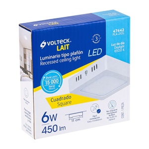 Volteck PLA-210L moderno minimalista quadrato LED plafoniera 6 W 6500 K bianco AC Power Base in acciaio inox per soggiorno