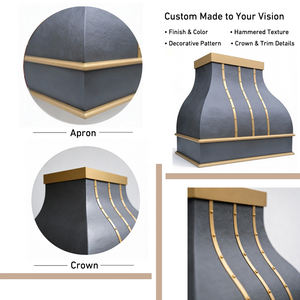 Luxuriöse Maßgefertigte Messing-Dunstabzugshaube mit Kurvenform, Dunkler Bronze-Patina und Gebürsteten Messingriemen - Product Image 6