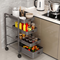 Étagère de rangement multi-niveaux mobile sur roulettes pour cuisine, armoire de rangement pour légumes, fruits et collations, étagère de rangement pour espaces étroits