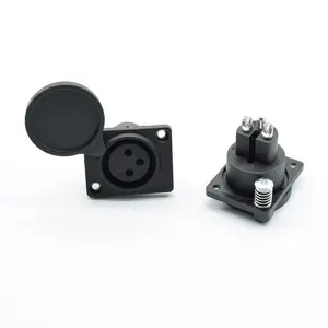 XLR 3 Pin Waterproof Female Chassis Panel Mounted Socket Adapter Soldering for Power MIC Connector Black