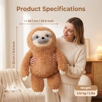 Peluche paresseux lestée de 2,2 kg avec compartiment intérieur amovible, compresses chaudes/froides micro-ondables pour soulager l'anxiété