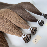 Pre Bonded Remy Stick Flat I Tip Extensiones de cabello Remy ruso Venta al por mayor Super Double Drawn Medium Brown 22 Inch